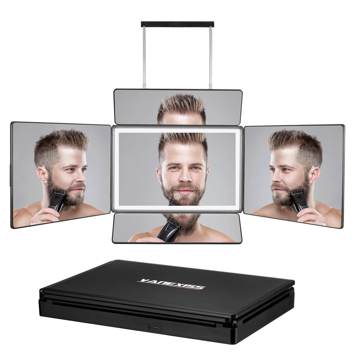 Rechargeable 5-Way Mirror for Hair Cutting & Styling with LED Light