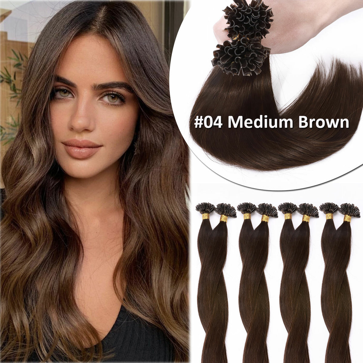 Invisible Keratin Nail U Tip Hair Extensions - Human Hair Fusion 150g