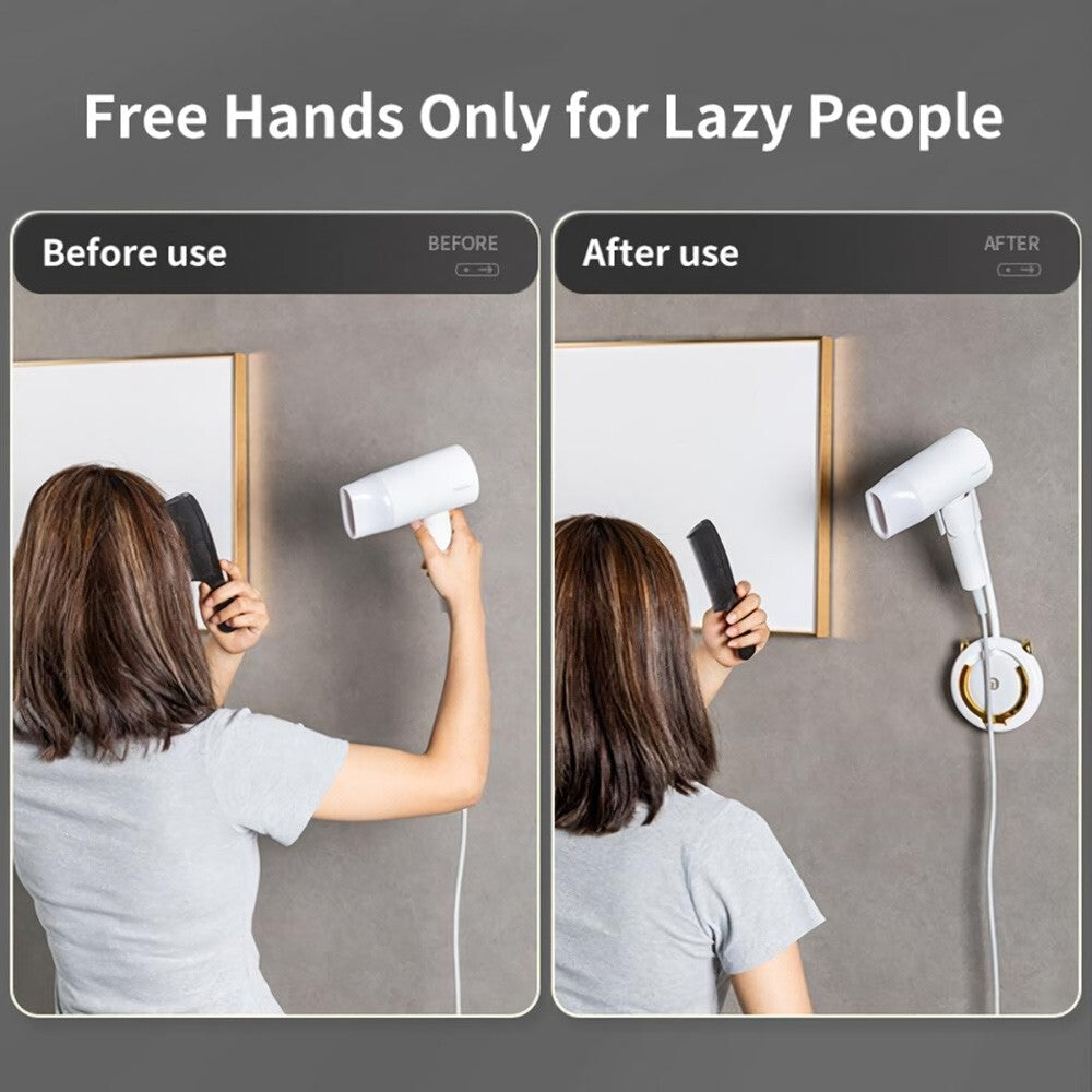 Adjustable Wall-Mounted Hands-Free Hair Dryer Holder Support Rack - Self-Adhesive