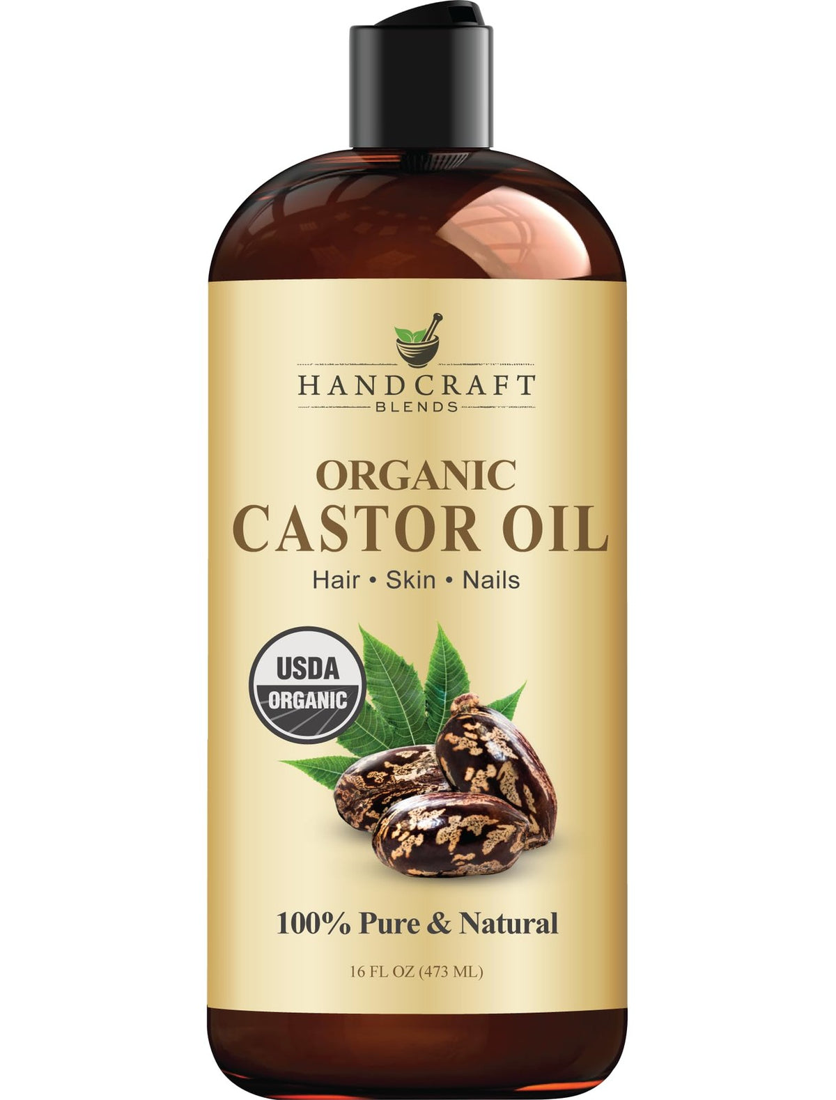 Organic Castor Oil 16 Fl Oz - Pure Natural Hair & Skin Moisturizer