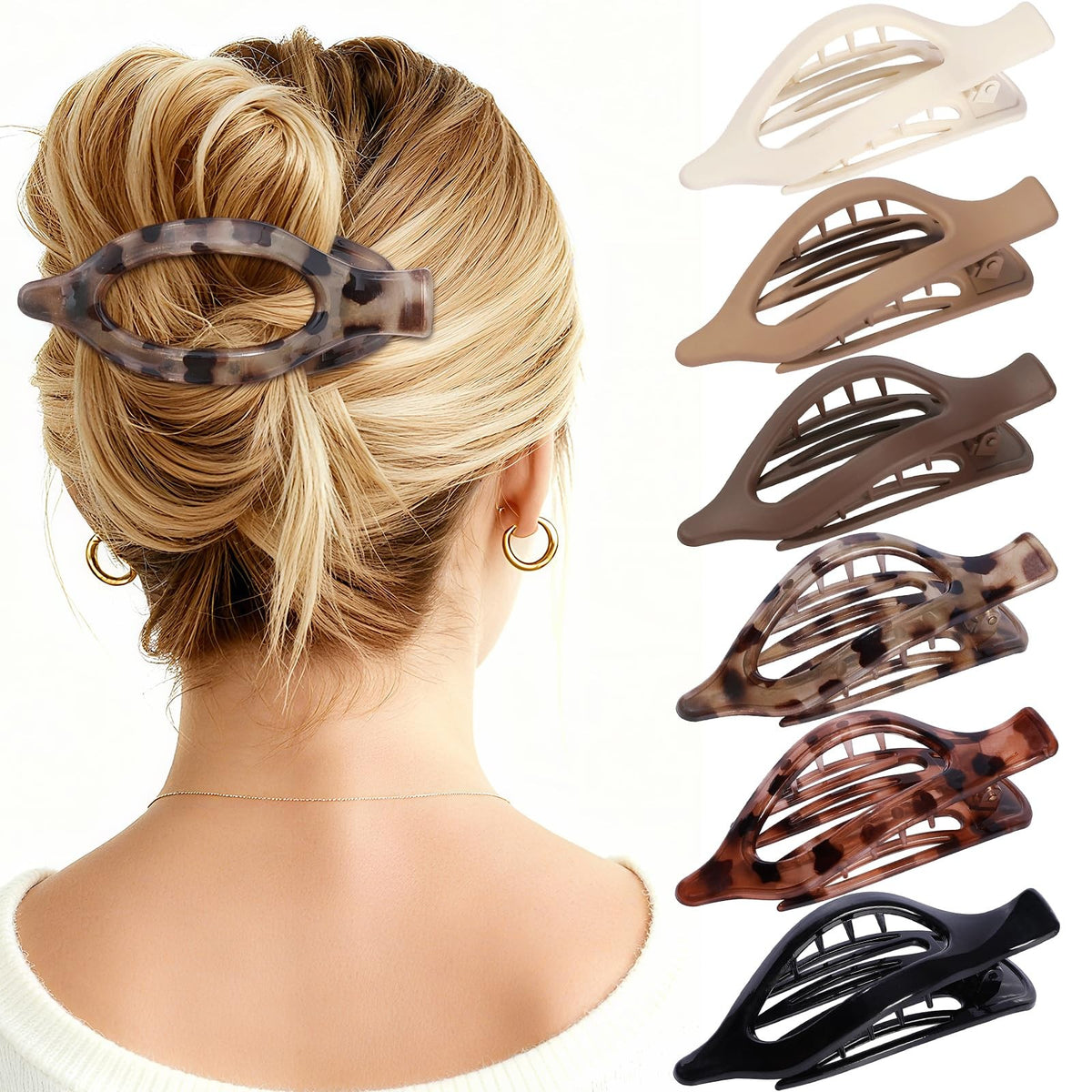 Flat Hair Clips for Women - 6 PCS French 1 Count (Pack of 6),