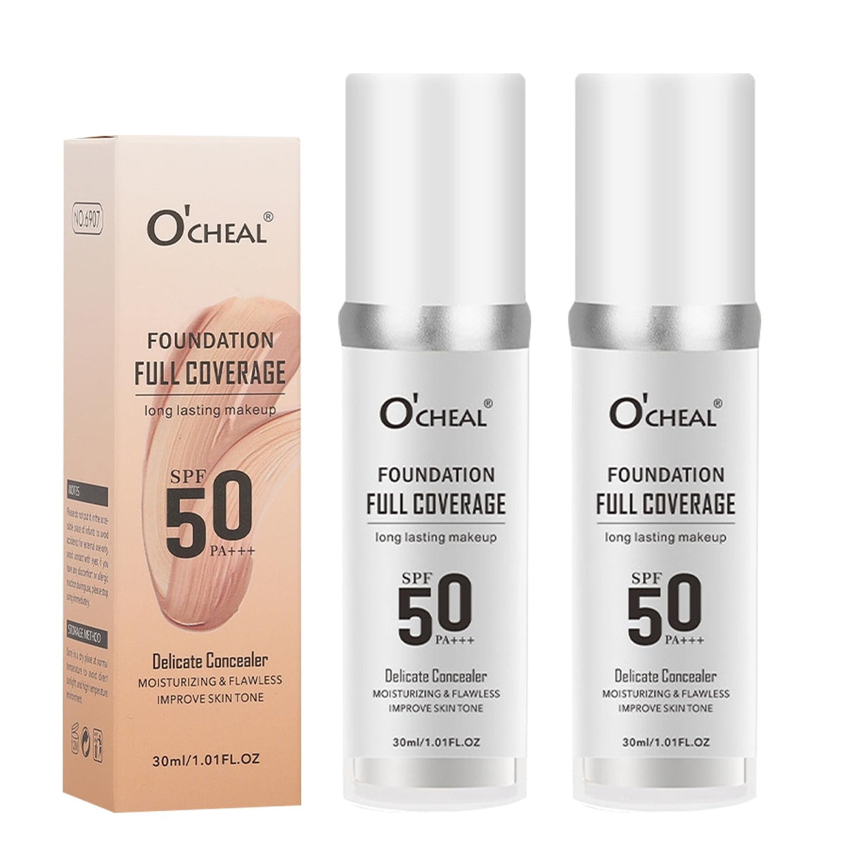 Color Changing Foundation for Mature Skin SPF50 Liquid Makeup 30ml Set