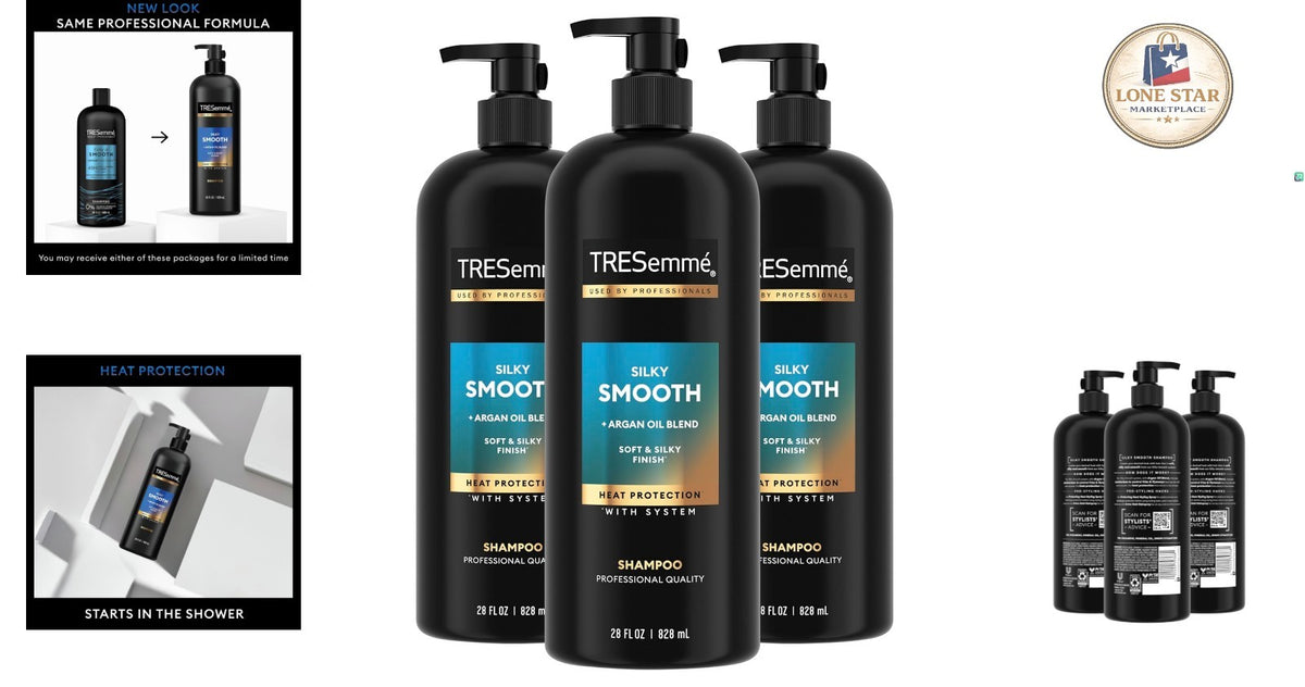 Anti-Frizz Moisturizing Shampoo with Argan Oil - 3 Bottles of 28 Fl Oz