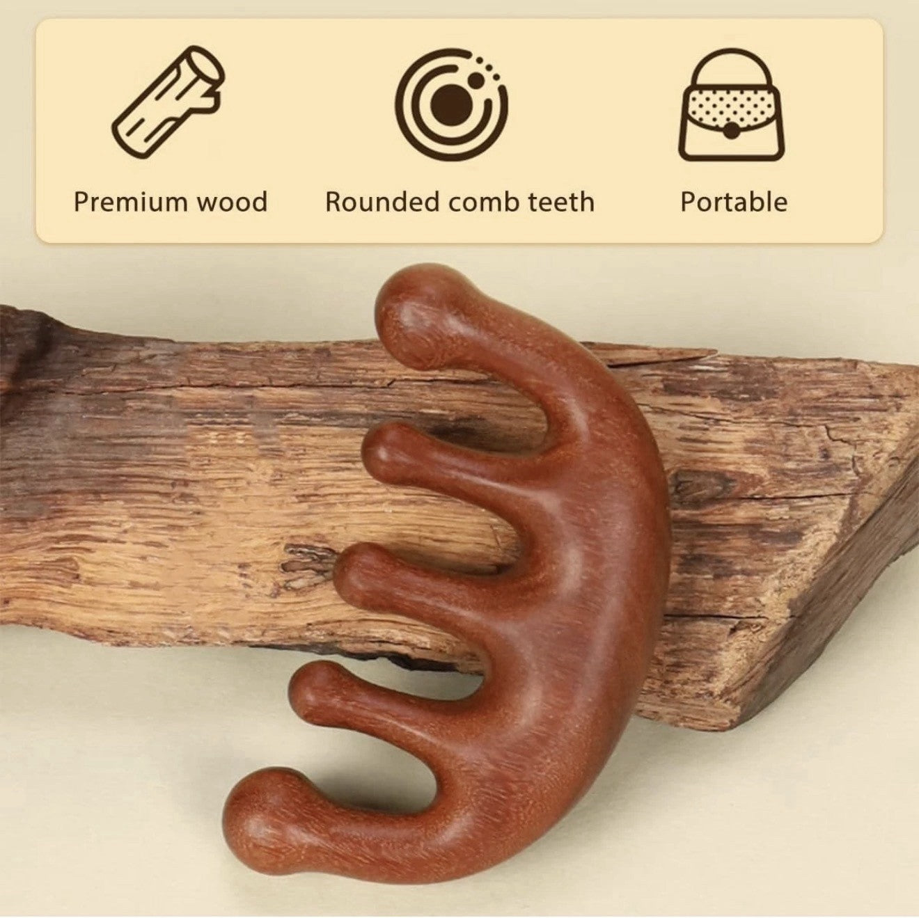 Wooden Scalp Massager & Gua Sha Comb Set for Hair Growth - 2 Pack