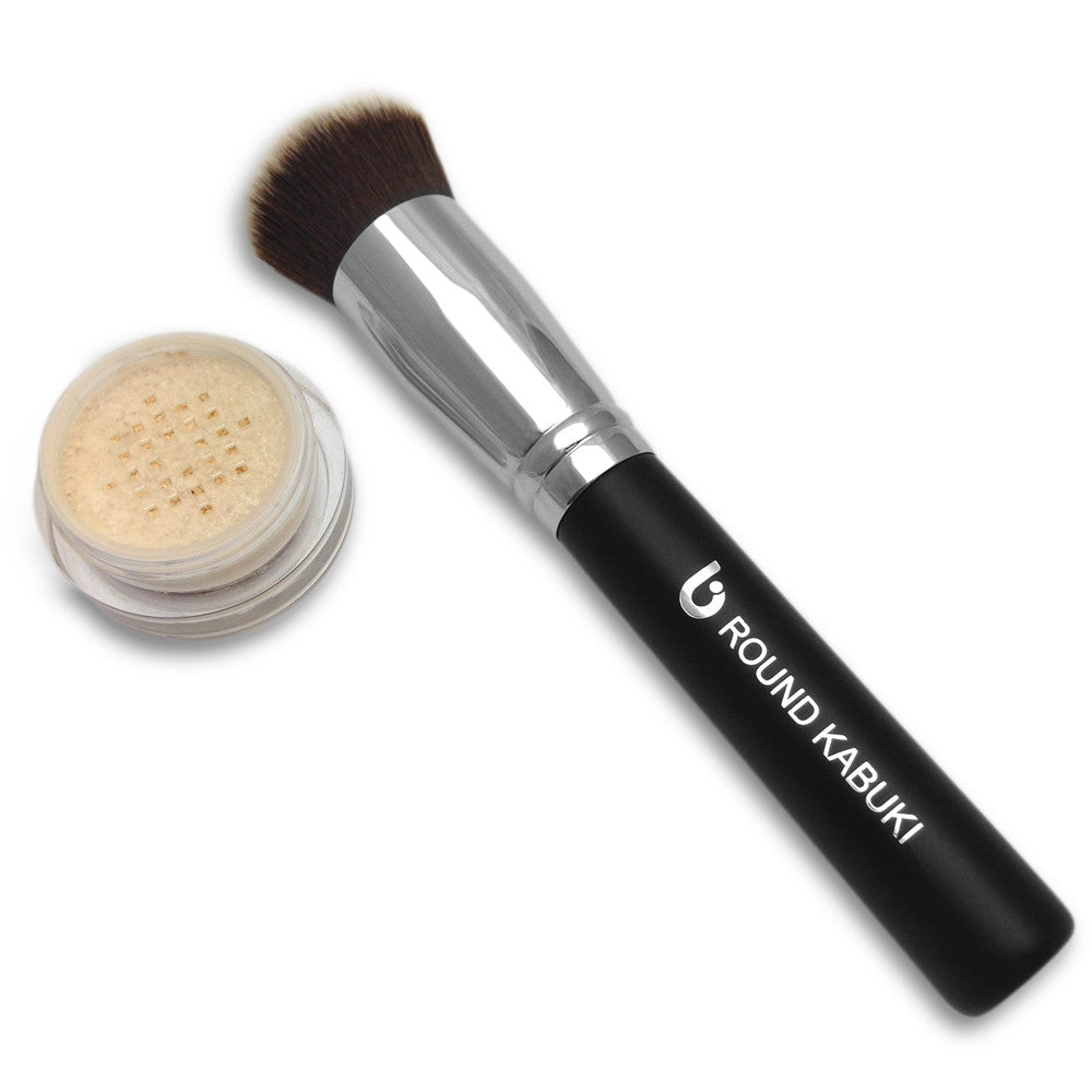 Round Kabuki Makeup Brush by Beauty Junkees – Professional Synthetic Kabuki