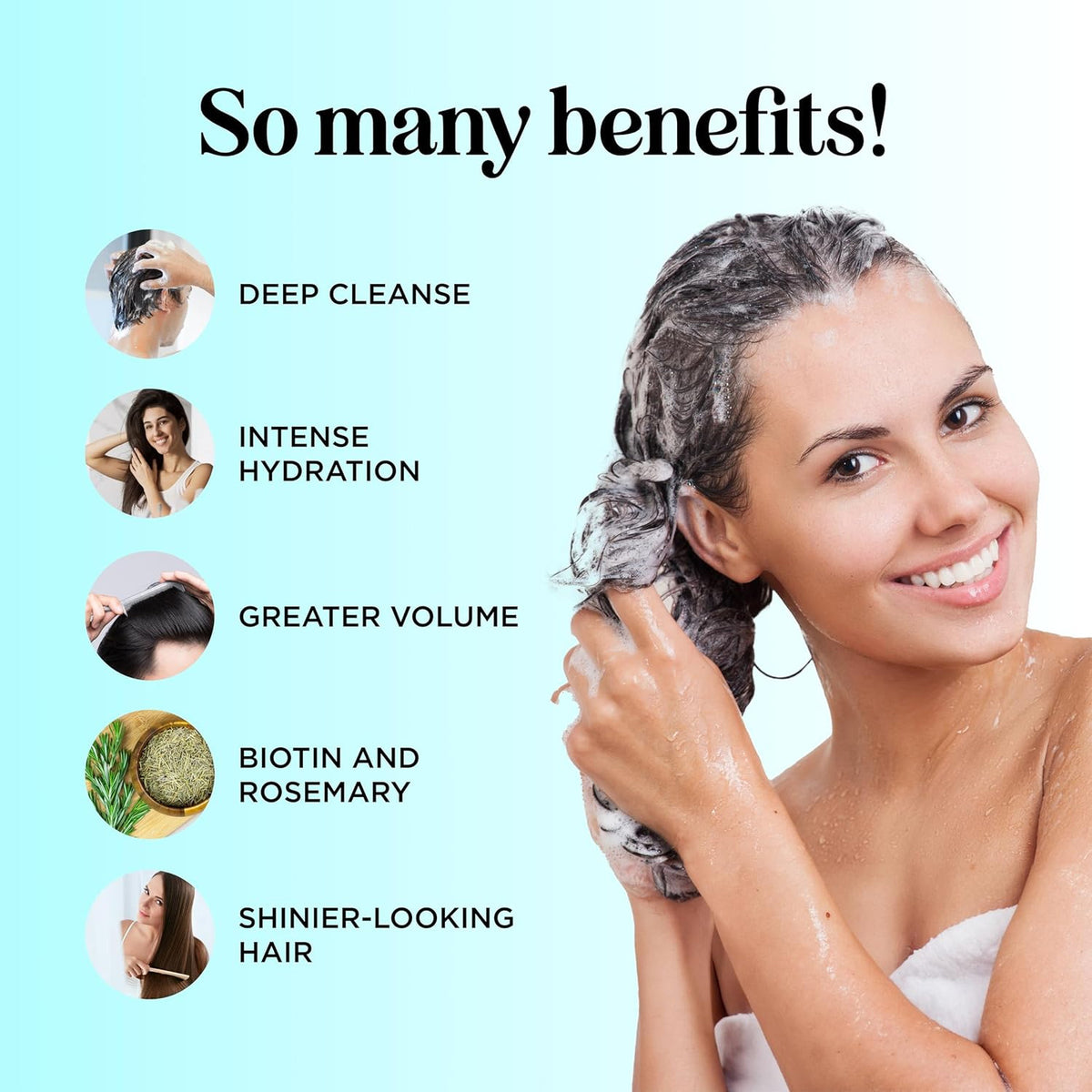 Rosemary Biotin Shampoo and Conditioner Set, Volumizing Hair Care for
