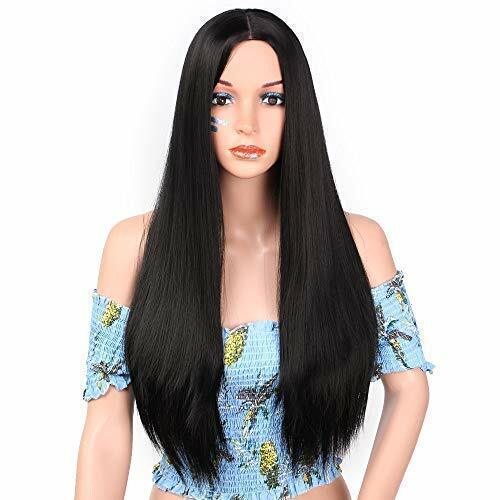 24 Inch Long Straight Black Synthetic Wig for Daily Wear & Parties