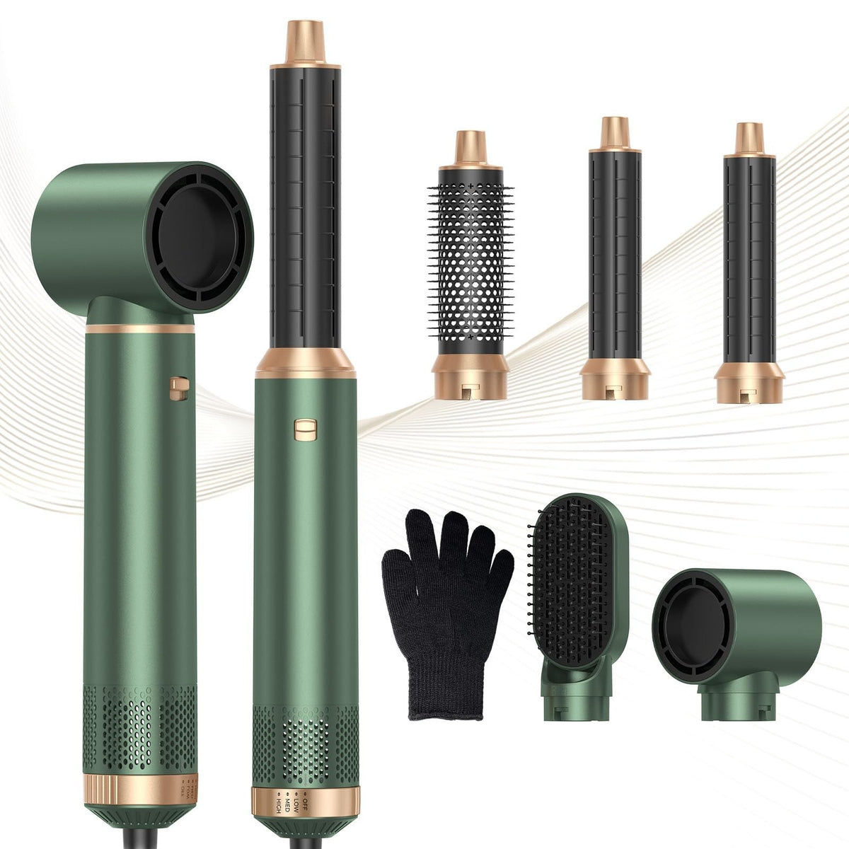 5-in-1 Hot Air Blow Dryer Brush Set with Detachable Curler