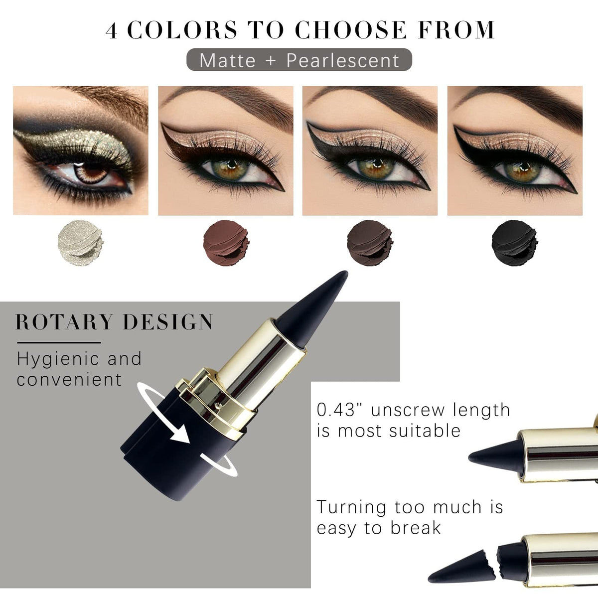 Waterproof Gel Eyeliner Set - Long Lasting 4 Colors Eye Makeup Pencils