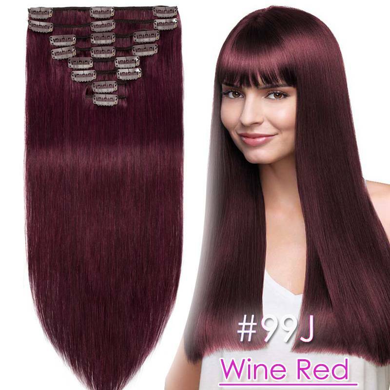 Thick Double Weft Clip-In Human Hair Extensions - Full Head Set
