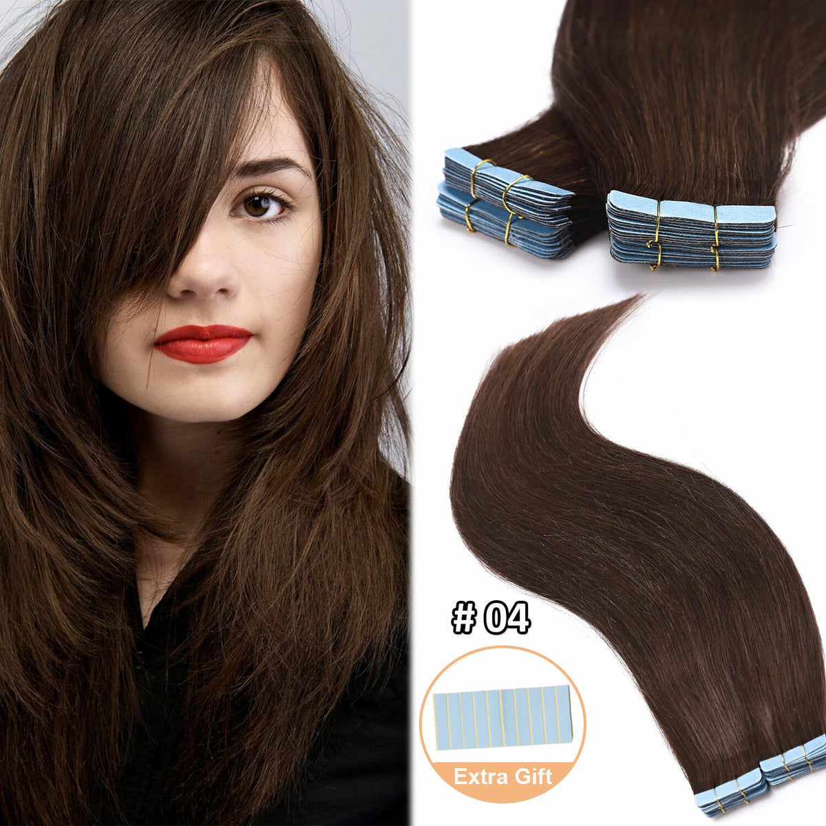Remy Human Hair Extensions Full Head Tape-In Hair Weft Natural Style & Length