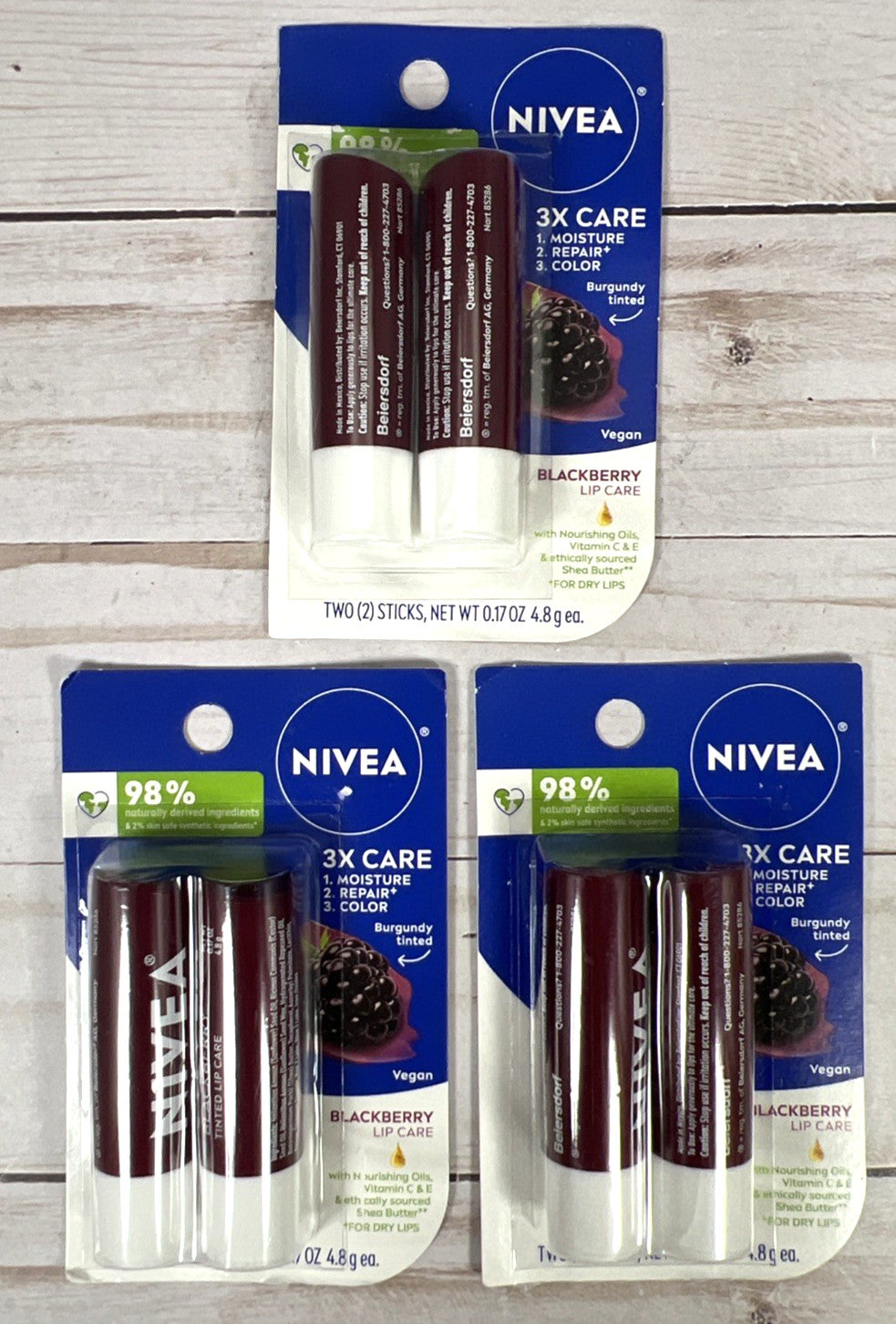Nivea Blackberry Lip Balm Twin Pack Tinted & Scented Lip Care