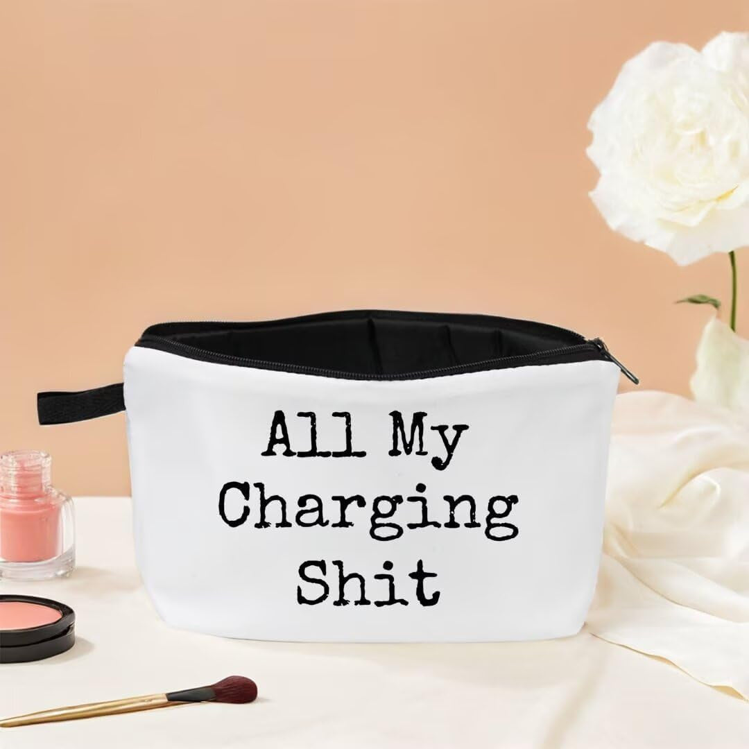 Funny Makeup Bag for Women, Travel Pouch with All My Charhing Shit Print