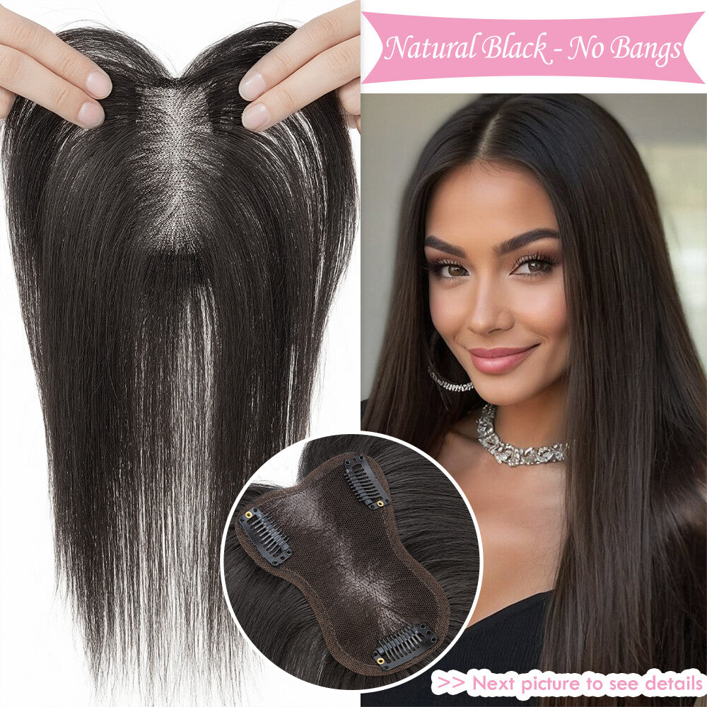 Clip-In Human Hair Extensions with Lace Base - Remy Hair Toppers, Full Head