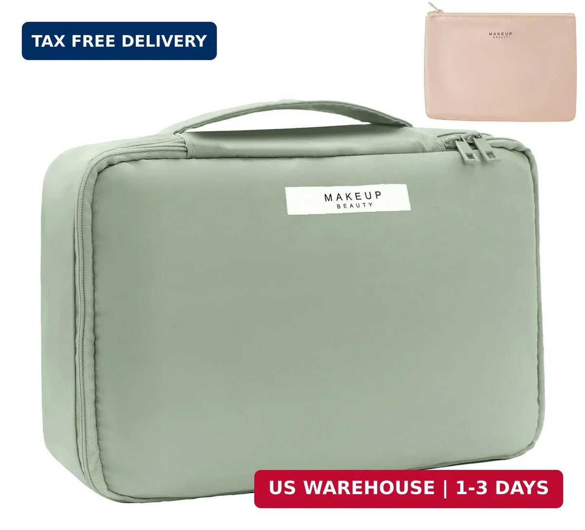Travel Makeup Bag Set — Large Cosmetic & Toiletry Organizer with 3 Compartments
