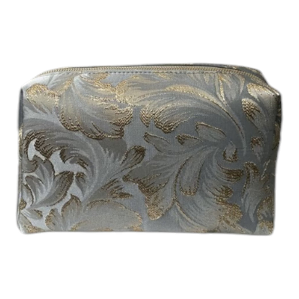 Vince Camuto Gray & Gold Floral Cosmetic Bag with Gold Zipper