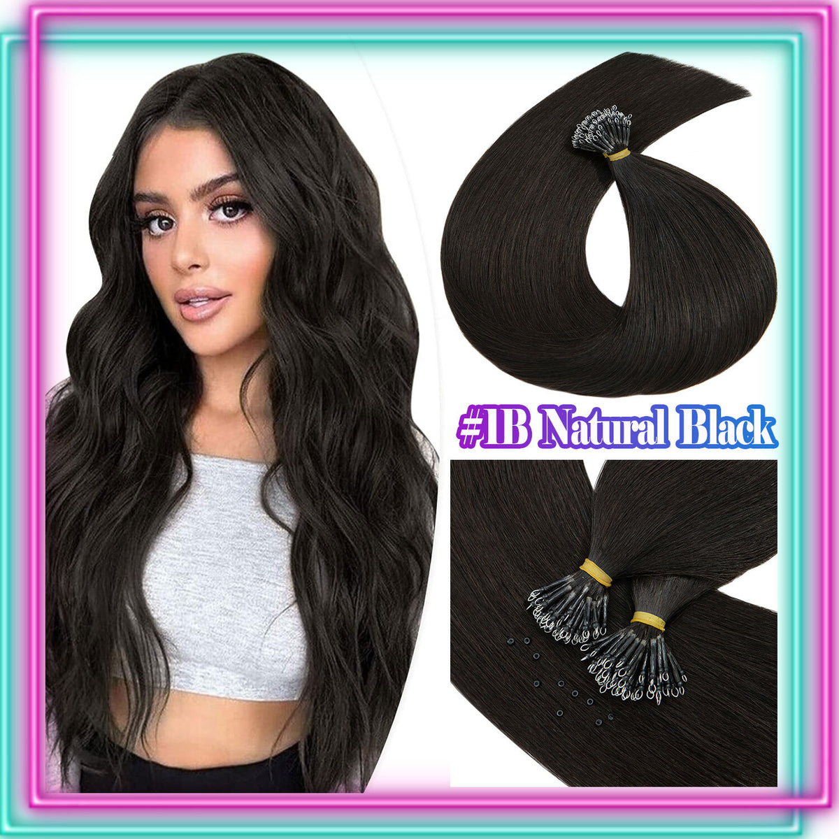 Nano Ring Hair Extensions 100% Human Remy Micro Loop Beads - Multiple Colors & Lengths
