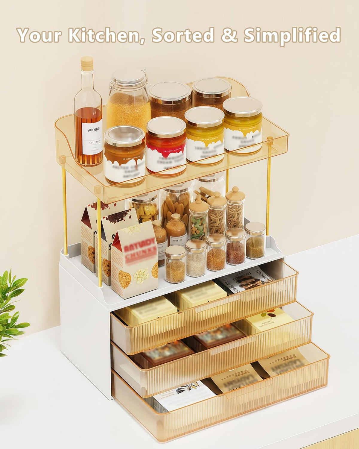 Bathroom Makeup Organizer with Multi-Layer Drawers and Sturdy Steel Frame