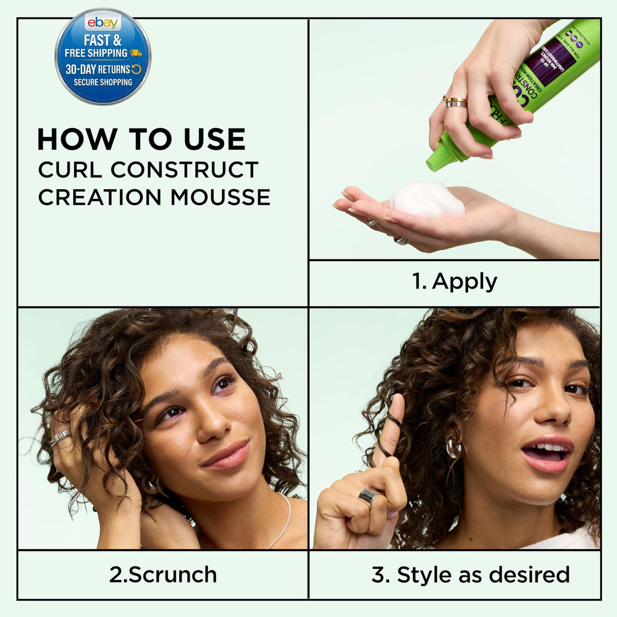 Curl Defining Hair Mousse for Wavy Curly & Coily Hair - Long-Lasting Hold