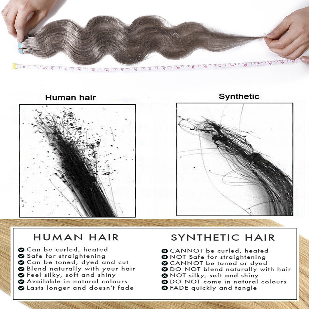 Thick Tape in Remy Human Hair Extensions Invisible Skin Weft Full Head
