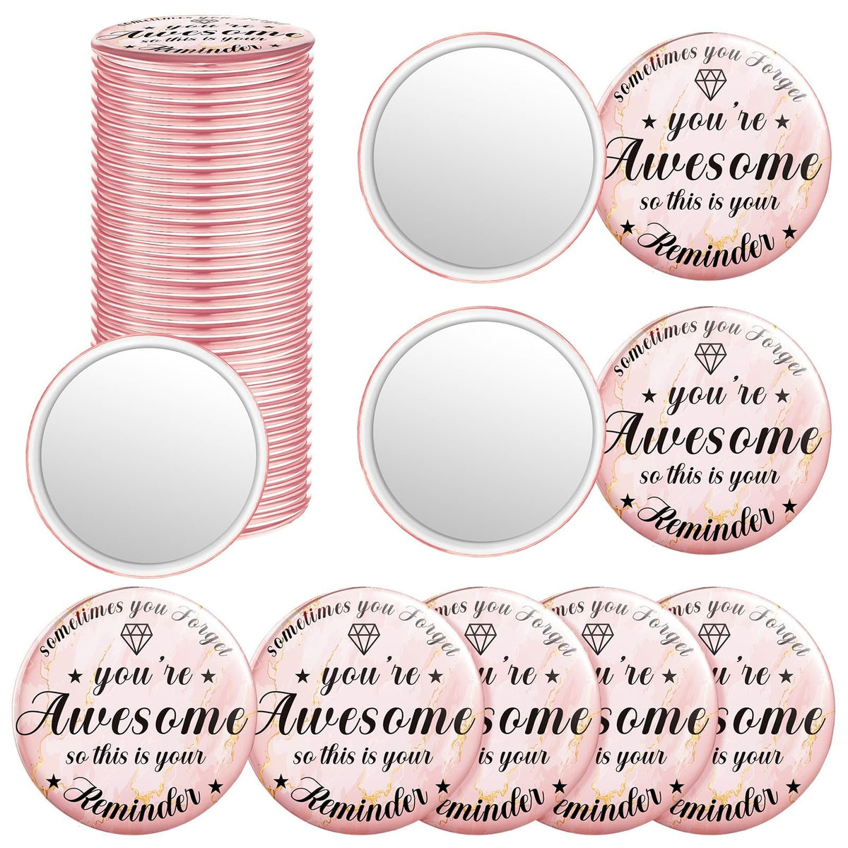 18 Pack Compact Mirrors for Women Pink Travel & Gifting