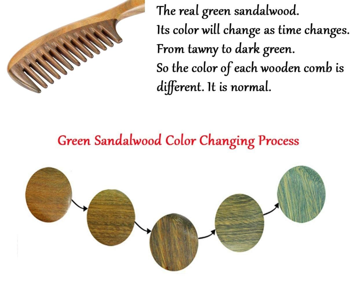 Wooden Wide Tooth Hair Comb for Curly Hair Detangling Sandalwood Anti-Static