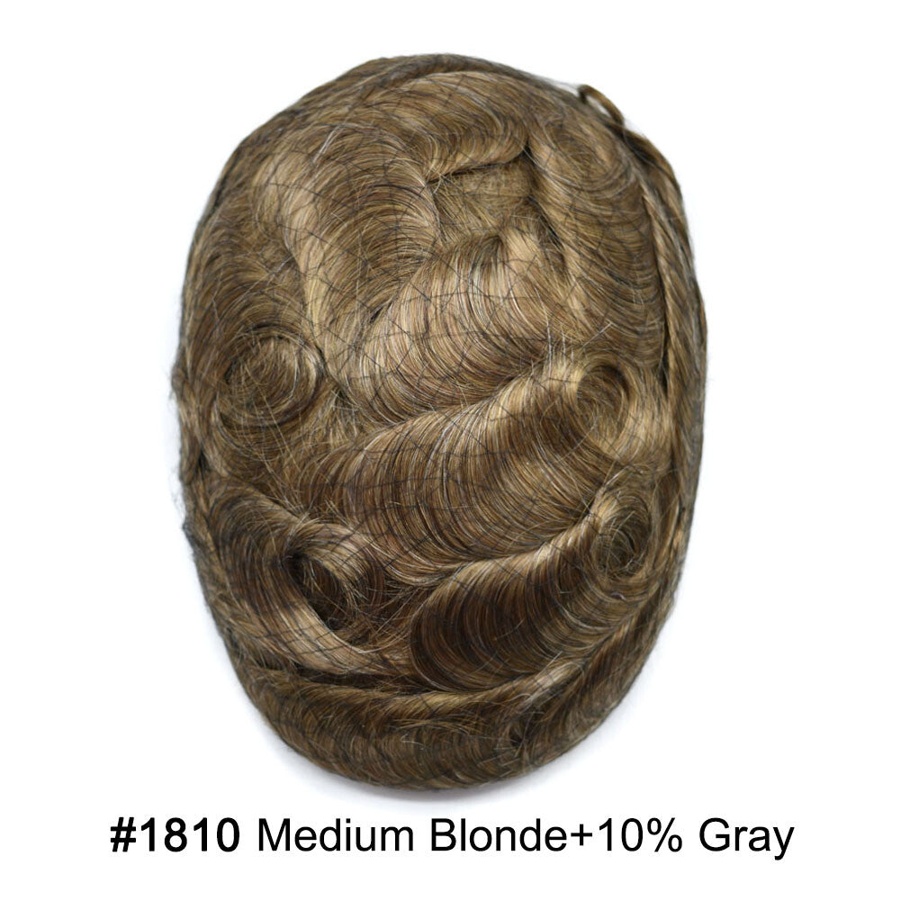 Men's Ultra Thin Skin Hair Replacement Toupee with Human Hair - All Colors & Sizes