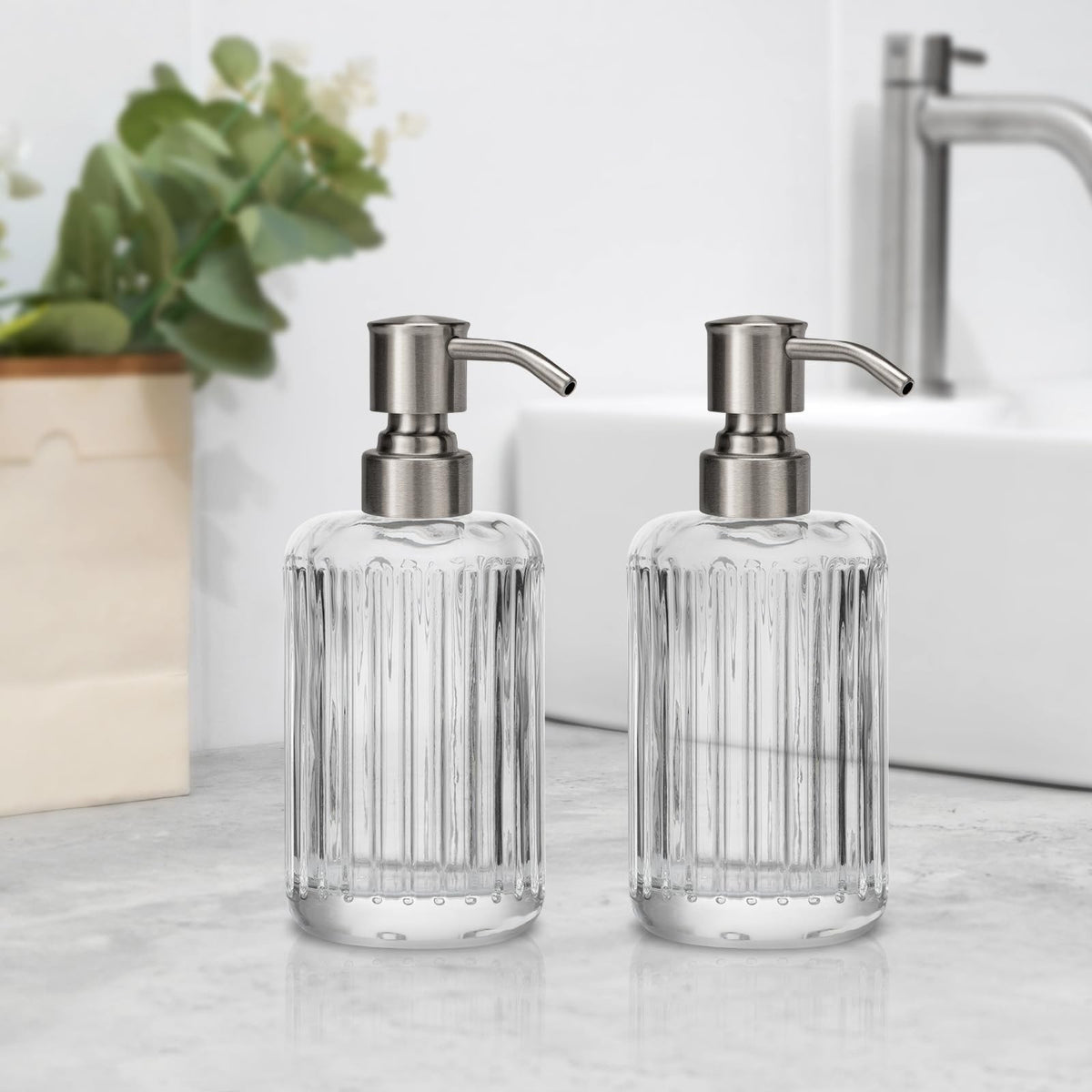 304 Stainless Steel Soap Dispenser Pump for Standard Bottles - Pack of 2