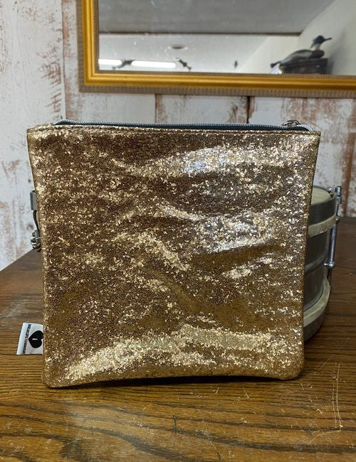 Gold Glitter Makeup Clutch Bag - Stylish Organizer for Cosmetics & Accessories