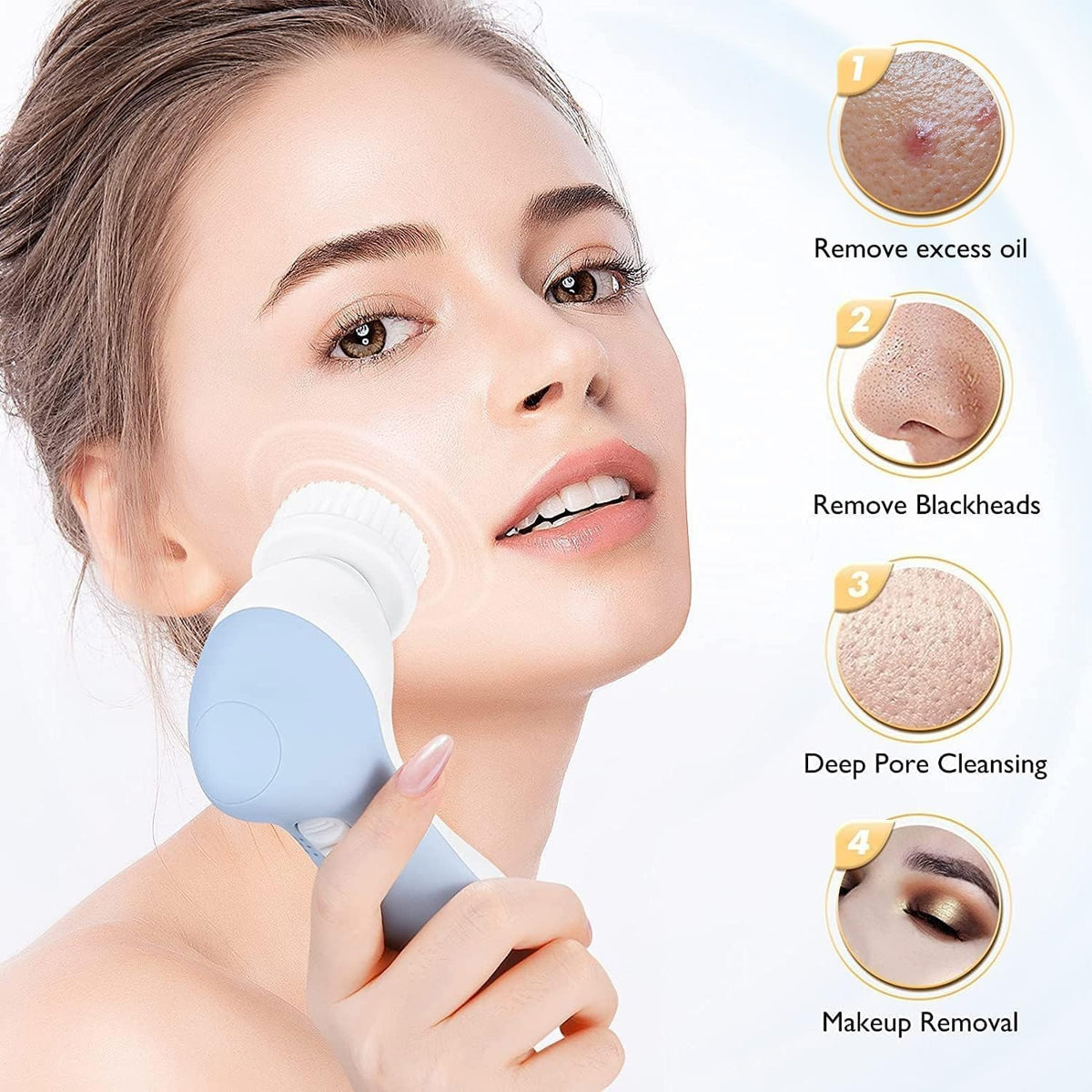 Waterproof Electric Facial Cleansing Brush with Dual Heads – Spa-Quality Skin Care