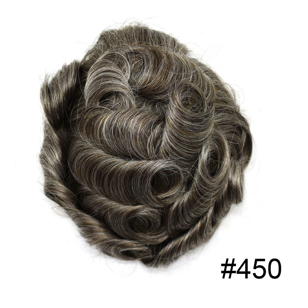Full Poly Thin Skin Human Hair Toupee for Men - Durable, Invisible, Customizable