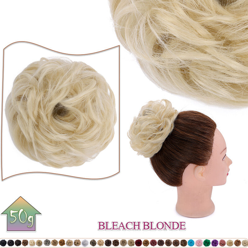 Curly Messy Bun Hair Extension Scrunchie Natural Updo Thick Human Hair
