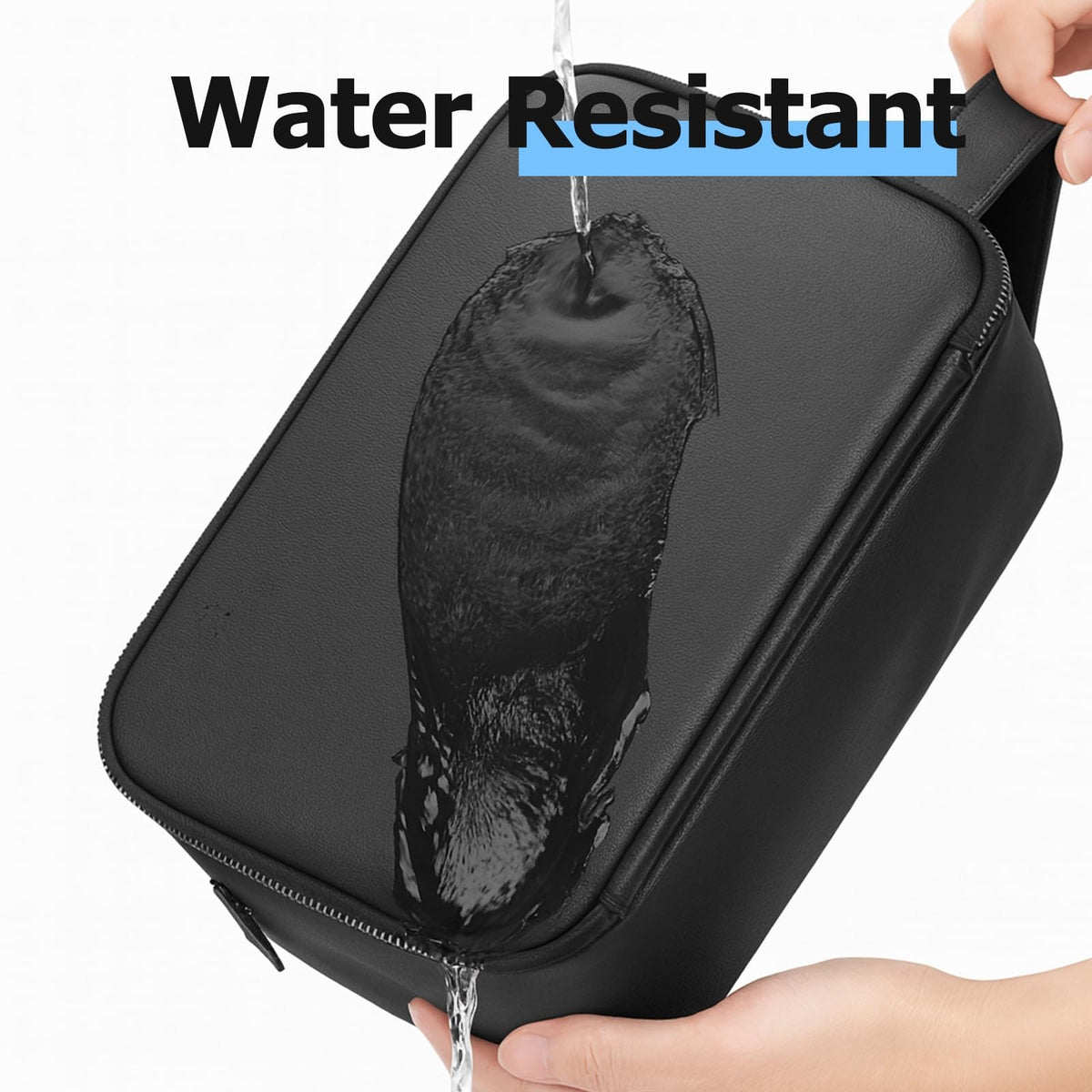 Travel Toiletry Bag for Men Leather Water-Resistant Dopp Kit Black