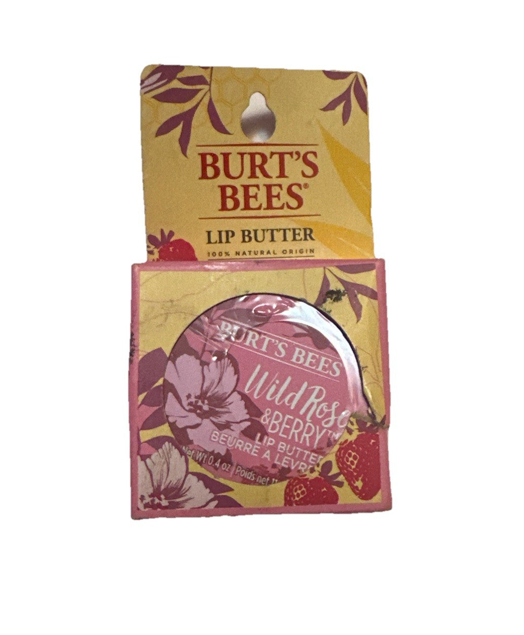 Natural Lip Butter Tin with Strawberry Oil - 0.4 oz, Wild Rose & Berry