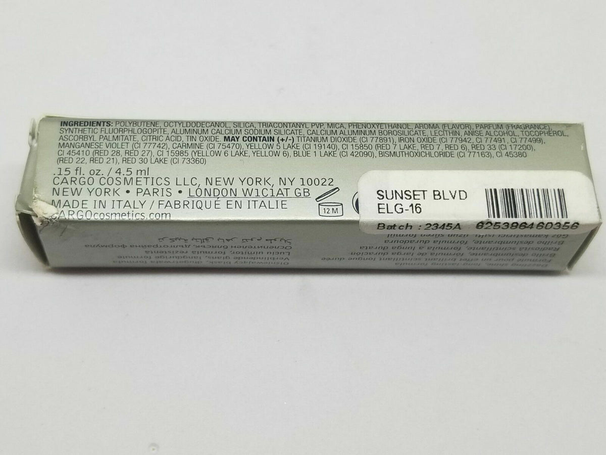 Set of 3 Cargo Cosmetics Sunset Blvd Lip Gloss 0.15 fl oz NIB