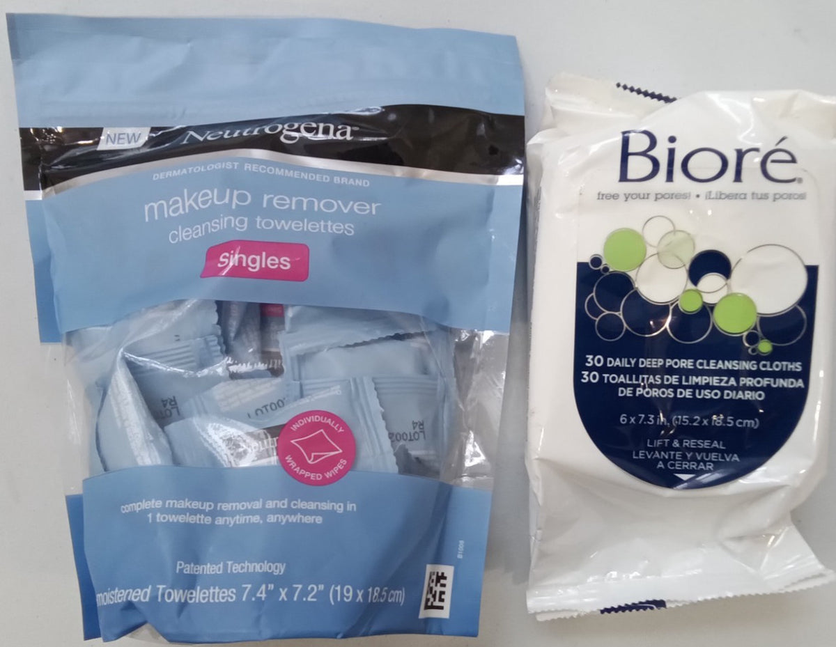 Makeup Remover Wipes & Deep Pore Cleansing Cloths Set - 50 Count