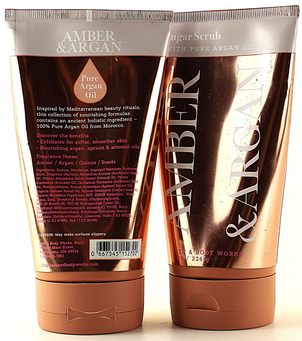 QTY 2 - Bath & Body Works Stress AMBER ARGAN Sugar Scrub w/ OIL 8oz