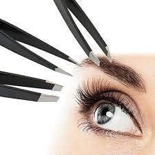 Professional Eyebrow Tweezers Set - Stainless Steel Precision Black