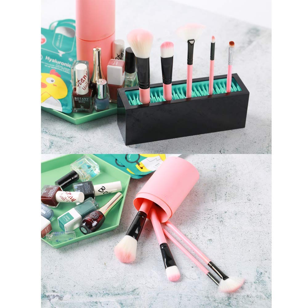 Makeup Brushes Holder Organizer Silicone Vanity Air Drying Rack Storage