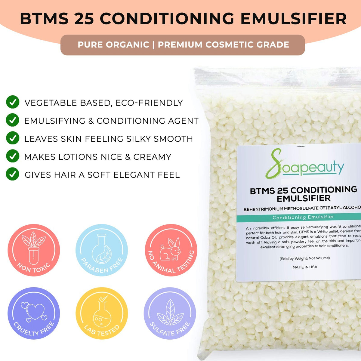 Vegetable-Based Conditioning Emulsifier for Hair & Skin - BTMS 25%