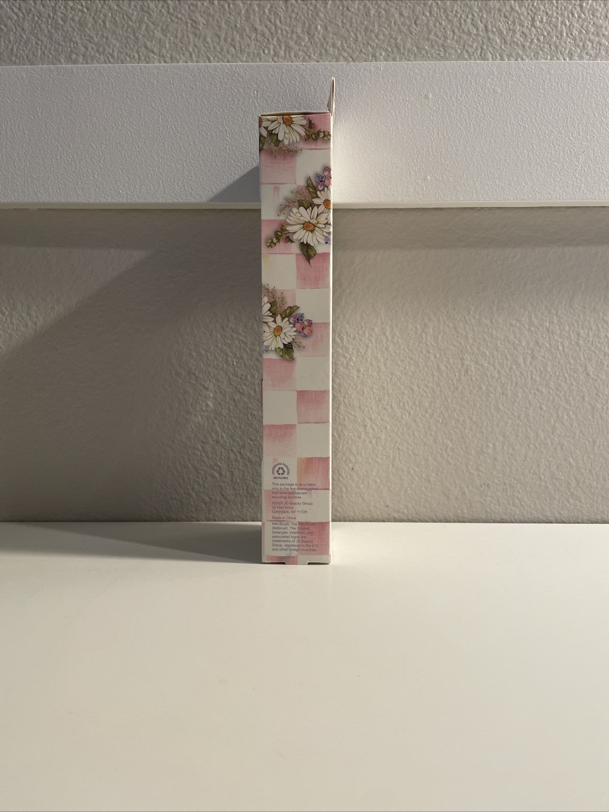 Wet Brush Detangler Hair Brush with Pink Rosy Check Pattern - New
