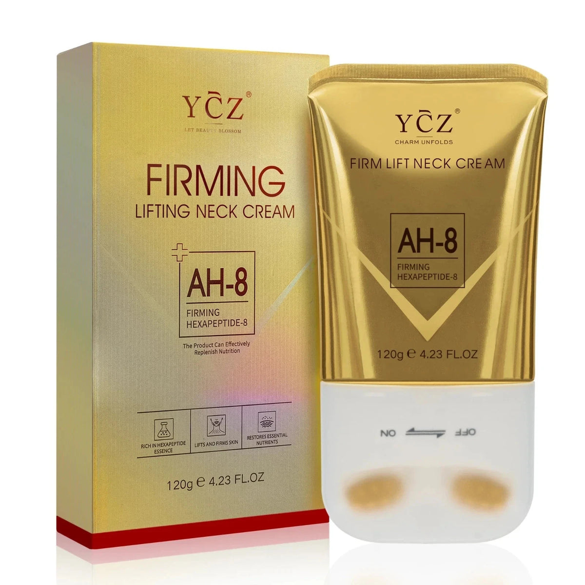 Firming Neck and Chest Cream with Rollerball - Anti-Aging, Tightening, 4.2oz