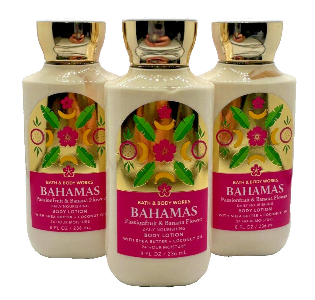 Bath & Body Works Body Lotion - 3 Pack Bahamas Passionfruit Banana Flower
