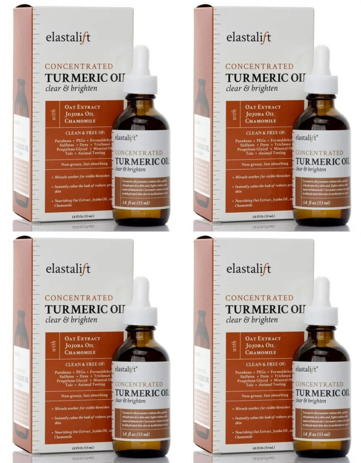 Turmeric Facial Oil - Brightening, Anti-Inflammatory Skin Care, 4 Pack 1.8 fl oz