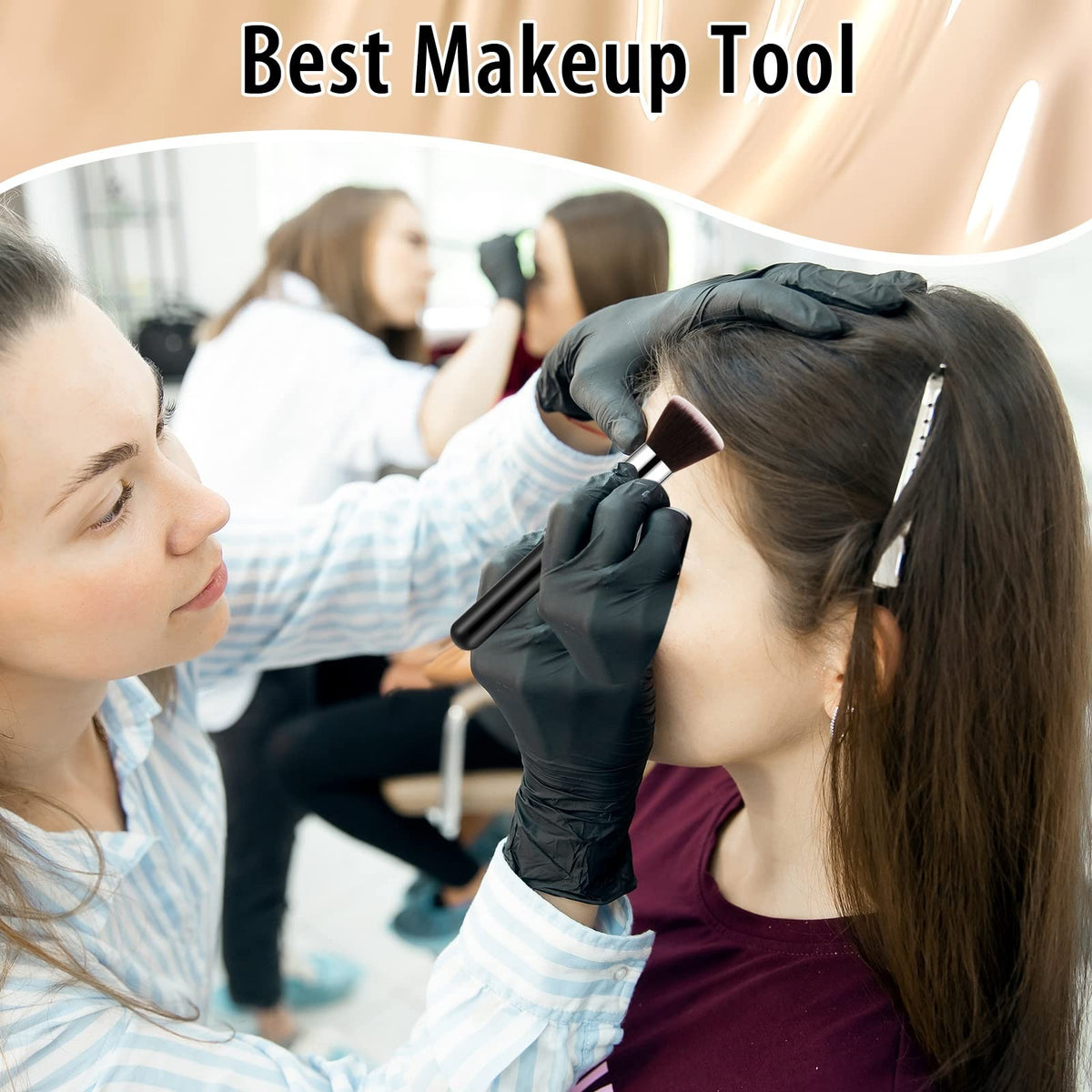 10 Pcs Flat Top Foundation Makeup Brushes - Liquid Face Brush Set