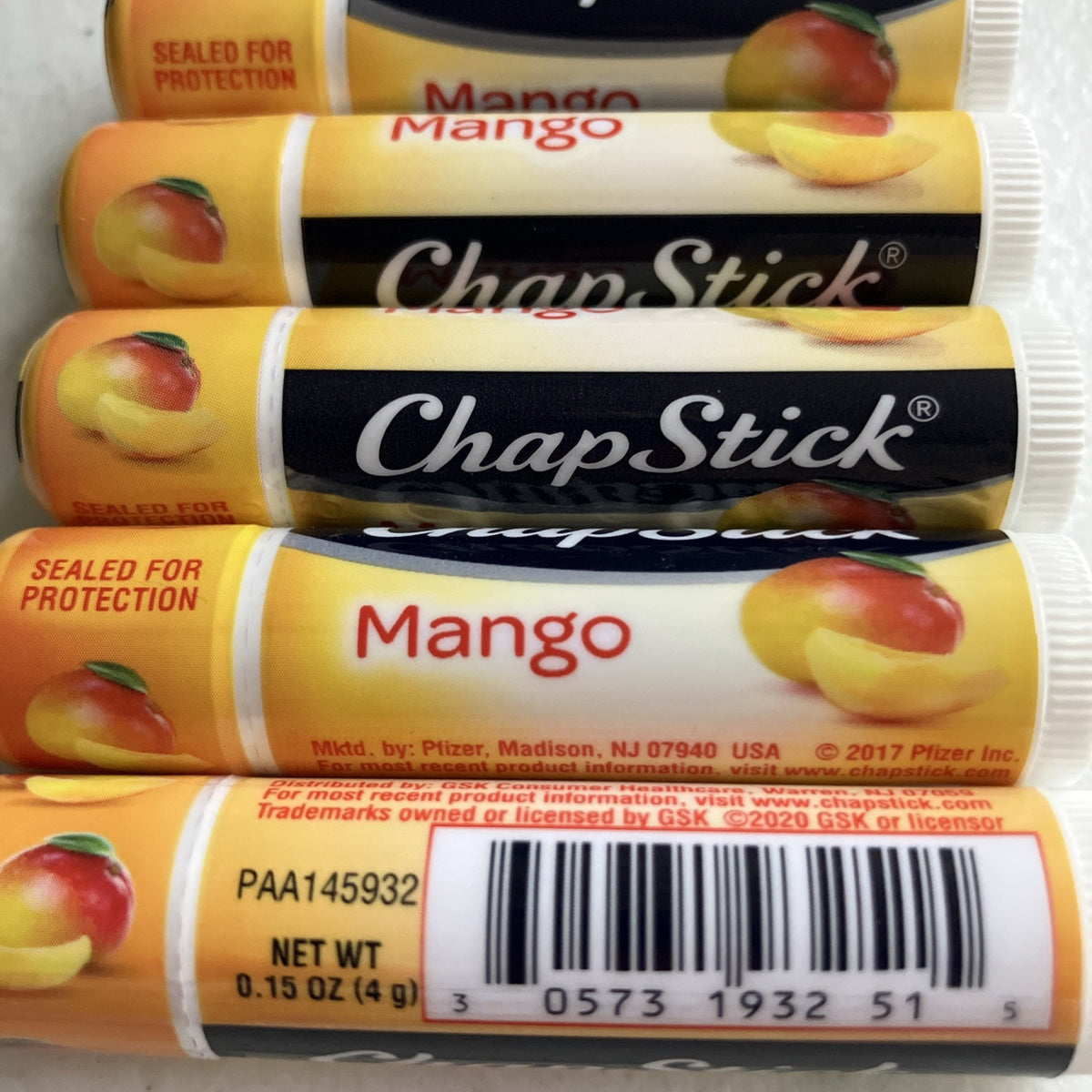Mango Flavored Lip Balm Set - 5 Pack of Moisturizing Lip Care Tubes