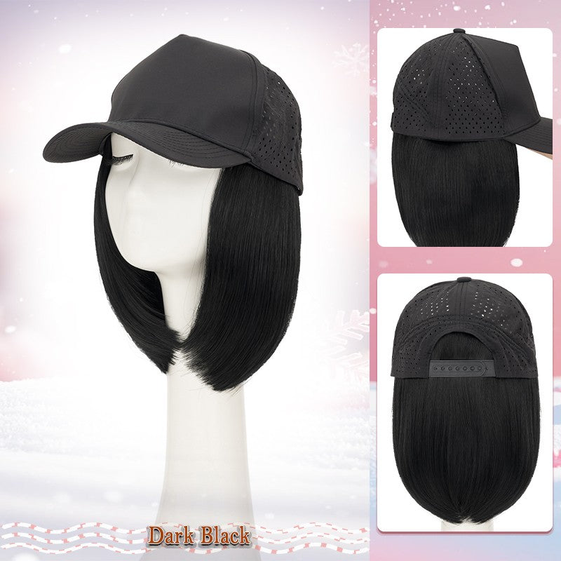 Unisex Wavy Long Hair Beret Cap with Synthetic Hair - Casual Hat Wig