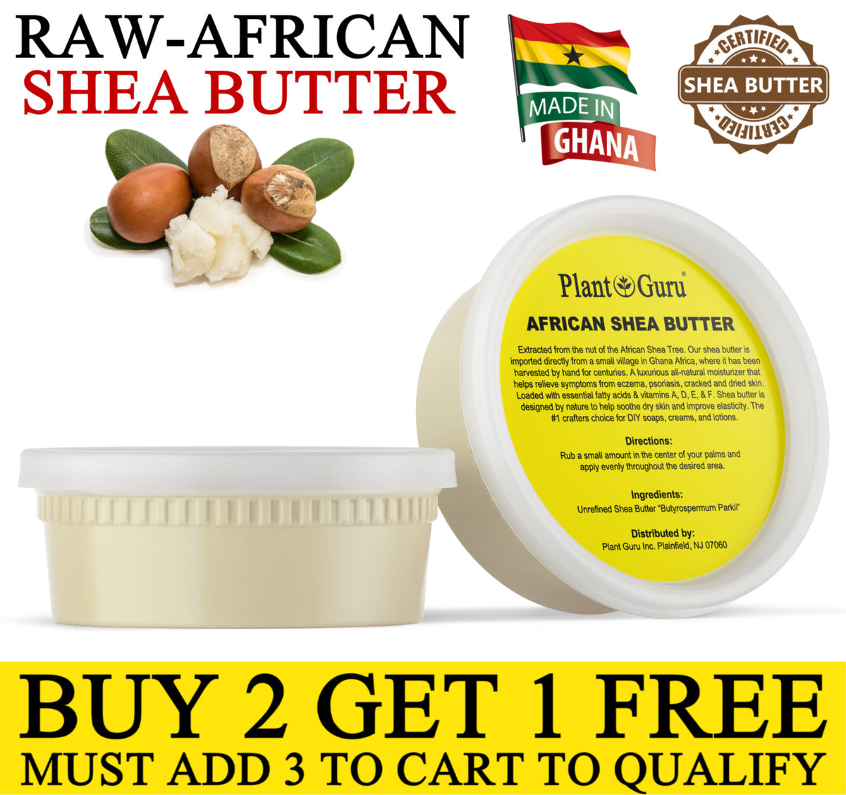 Raw African Shea Butter 8 oz - 100% Pure Organic Unrefined