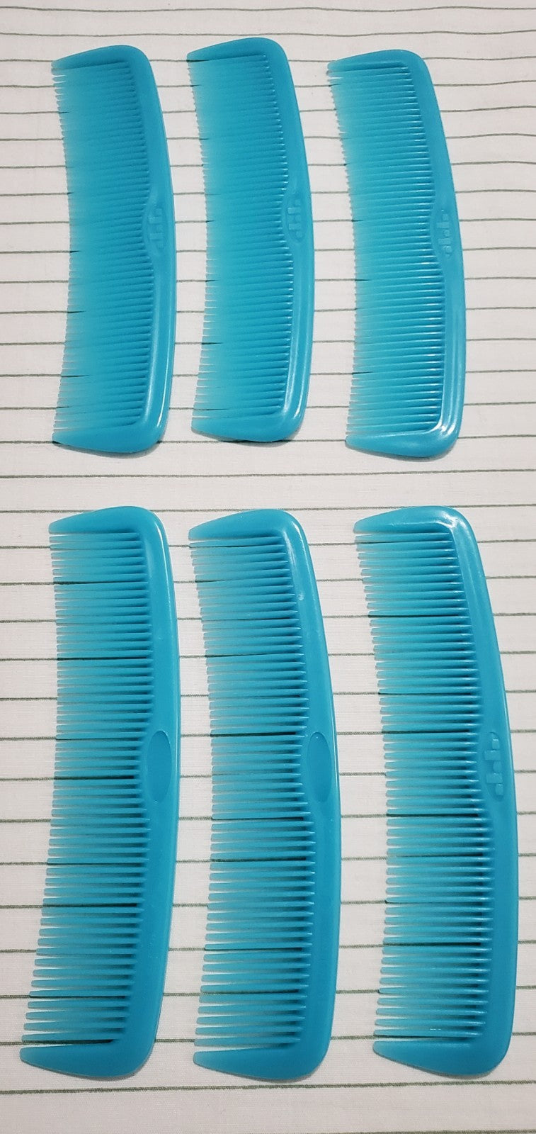 Vintage Tip Top Unbreakable Blue Hair Comb Set - 5 Inch, Pack of 6