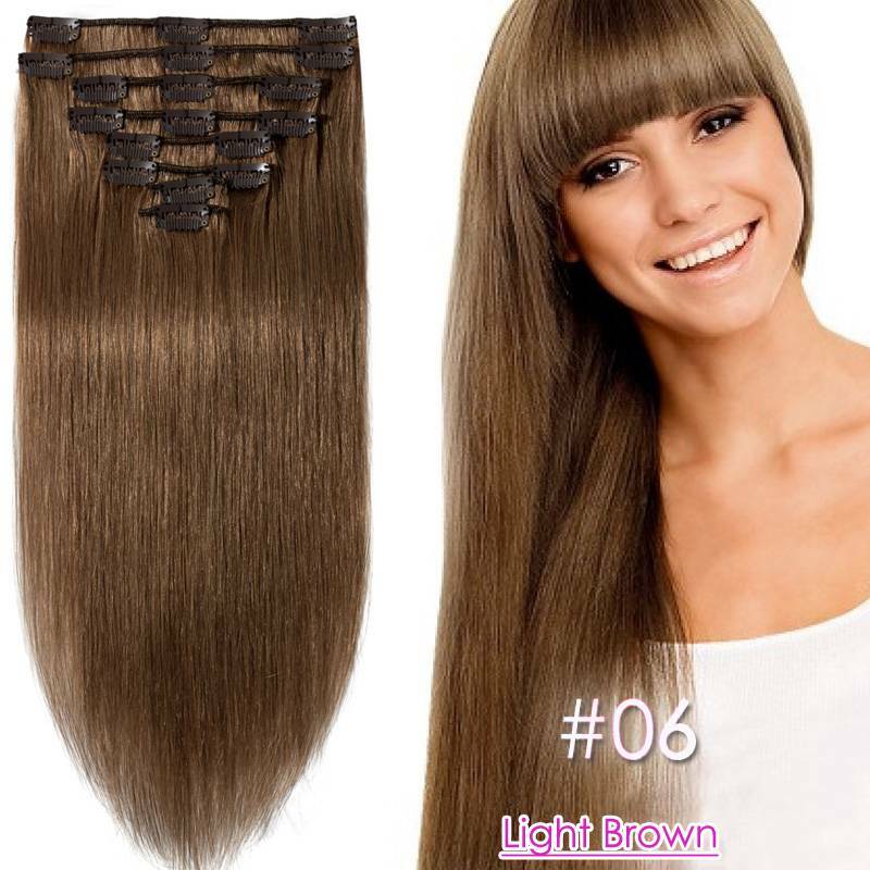 Thick Double Weft Clip-In Human Hair Extensions - Full Head Set